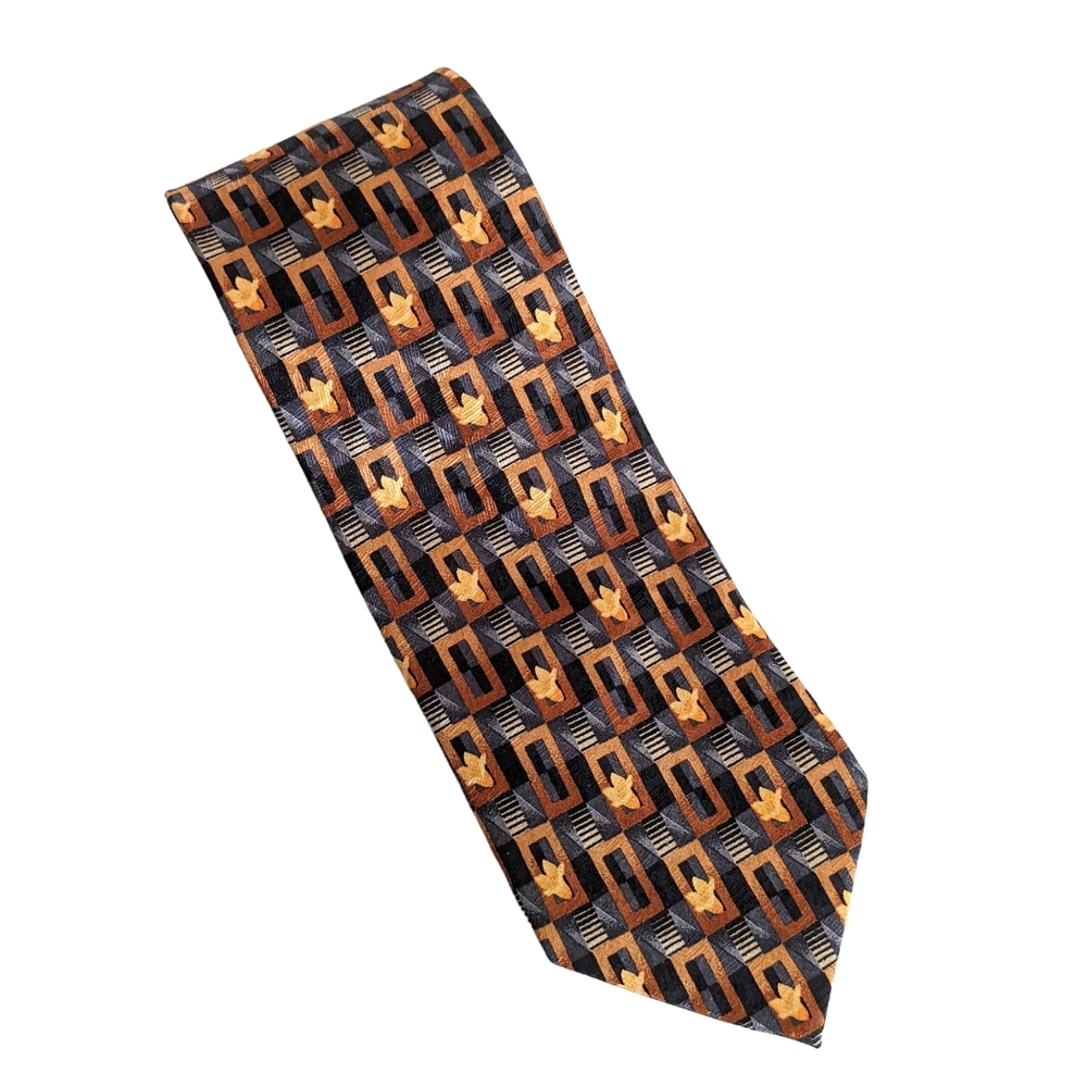 Ermenegildo Zegna Grey and Gold Silk Tie